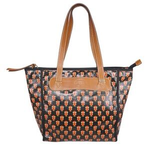 Fossil Black Coated Canvas Shoulder Bag with Red/Orange Own Pattern